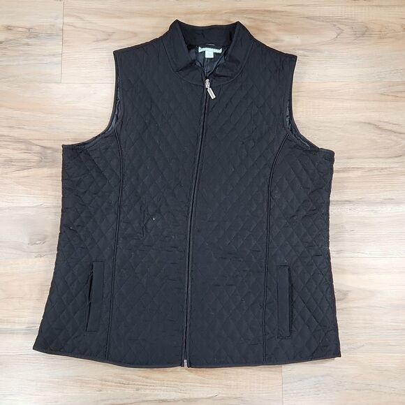 💛GNW Black Quilted Zippered Vest w/Pockets Large - Picture 1 of 9